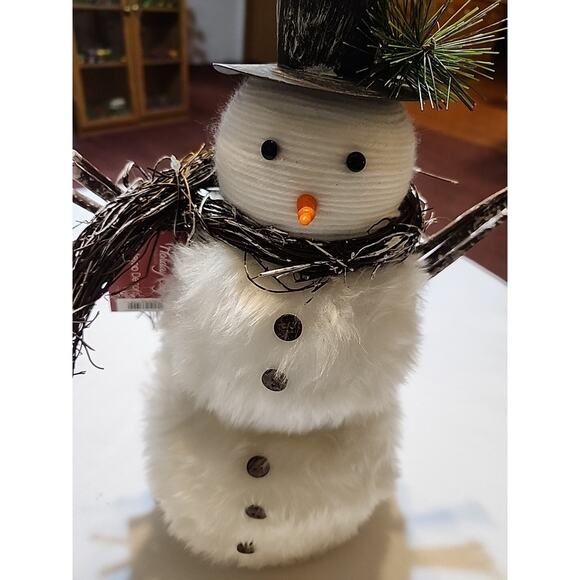 Holiday Cozy Collection Snowman Tabletop Decor Scarf of Branches Twig Arms 13" - Picture 2 of 9